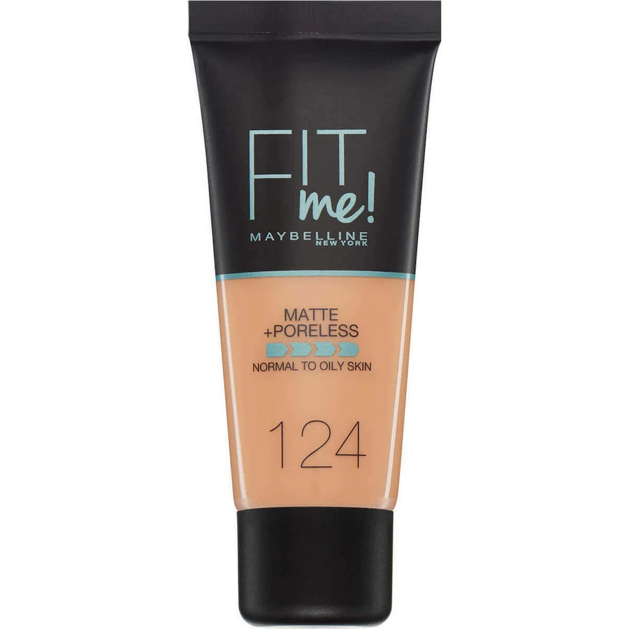 MAYBELLINE Fondotinta Fit Me per una copertura naturale e opaca 30ml 124 Sabbia morbida