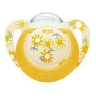 NUK Star Ciuccio in silicone con anello in silicone per 18-36 mesi [10.739.760] - Fiori gialli