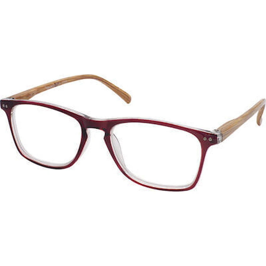 EYELEAD Presbyopia Glasses - Reading Glasses with Wooden Arm Bordeaux E213 +4.00