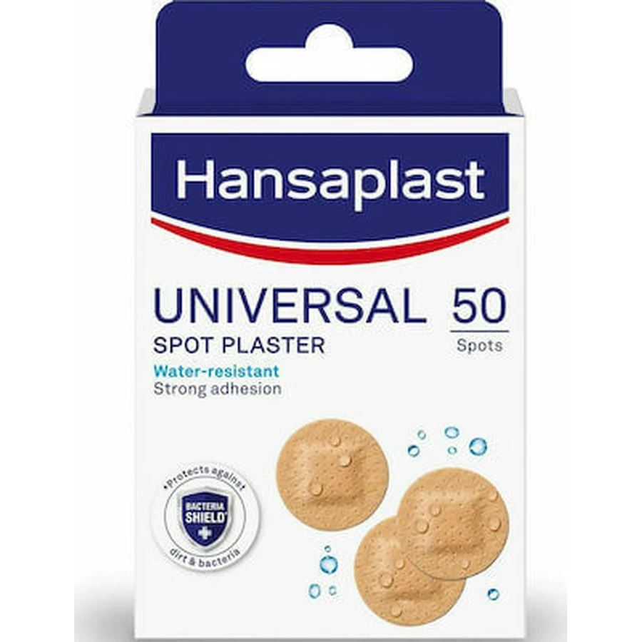 HANSAPLAST Universal Spot Plaster Pads rotund pentru acoperirea și protejarea rănilor mici Rezistent la apă 50 bucăți