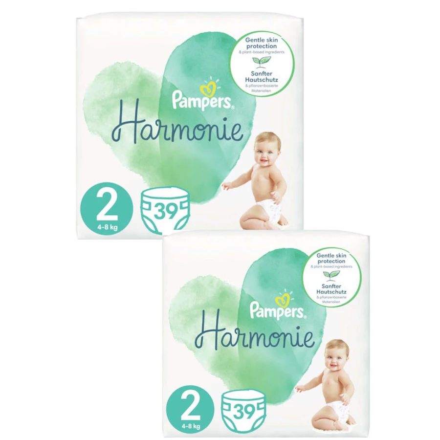 PAMPERS Harmonie Baby Diapers No.2 4-8Kg 78 Pieces (2 Packs de 39 Pieces)