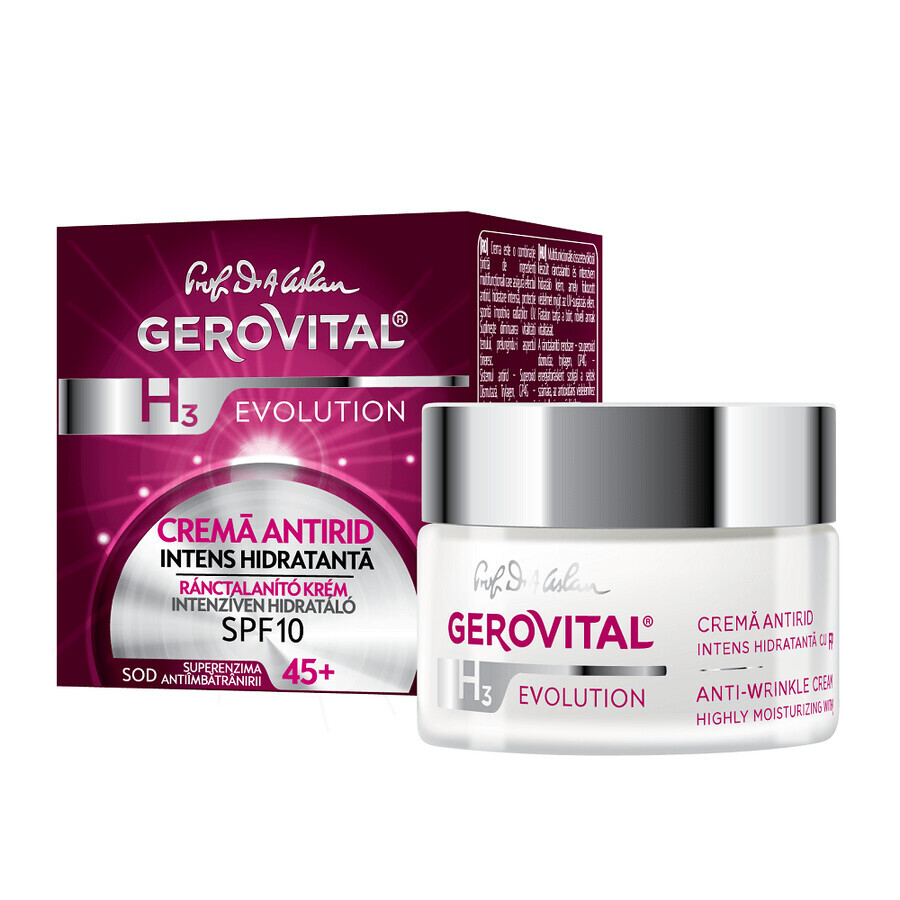Gerovital H3 Evolution Intensive Anti-Falten-Feuchtigkeitscreme 45+ SPF10, 50 ml, Farmec