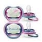 AVENT Ultra Air Nighttime Kieferorthopädischer Silikon-Nachtschnuller für 6-18 Monate 2 Stück Blau-Lila [SCF376/14]