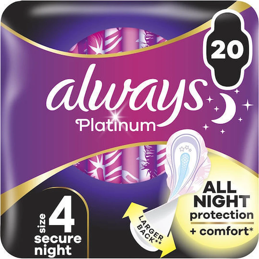 ALWAYS Ultra Platinum Veilige Nachtpads met Vleugels Nr. 4 20 stuks