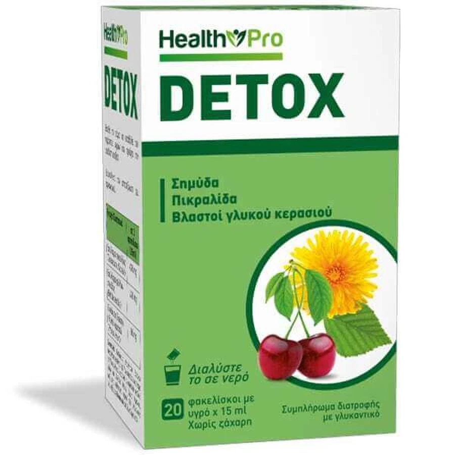 HEALTH PRO Detox Integratore alimentare per la disintossicazione al gusto di ciliegia 20 bustine