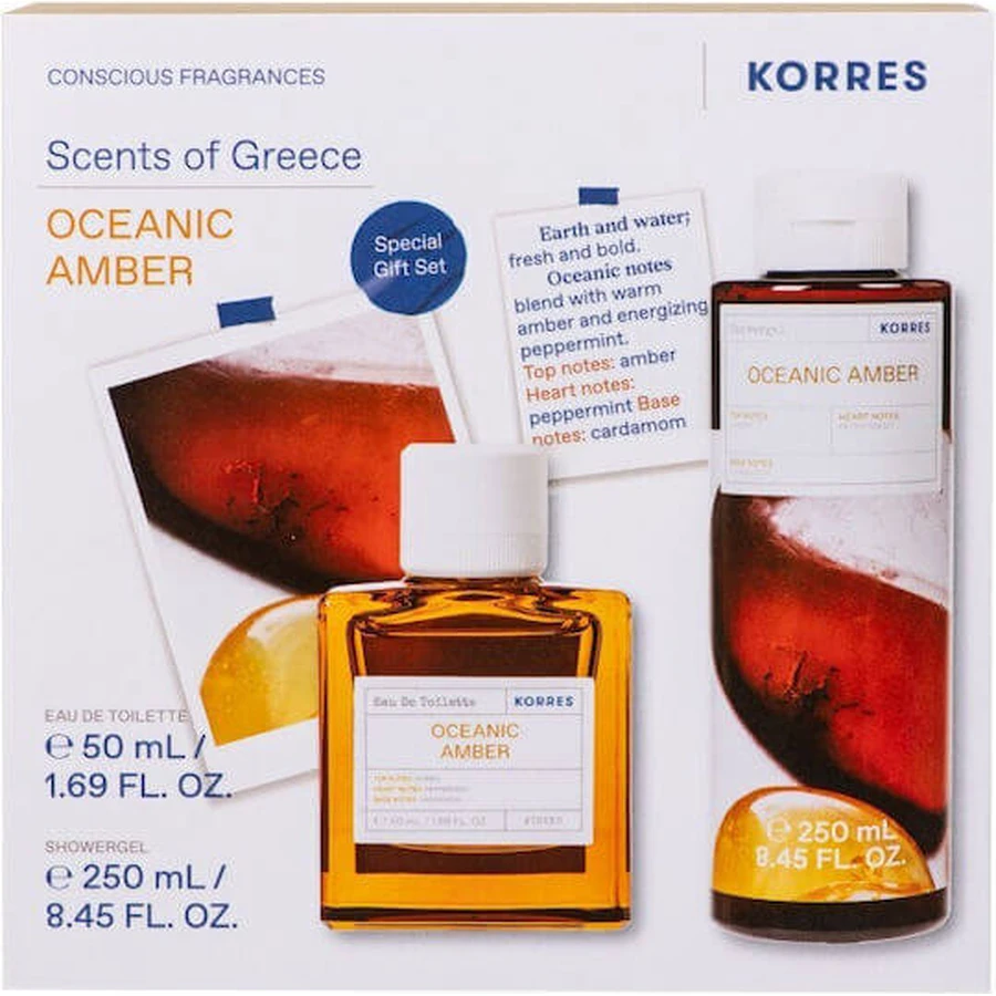 KORRES Promo Oceanic Amber Eau De Toilette Herenparfum 50ml & Oceanic Amber Geurende Douchegel 250ml