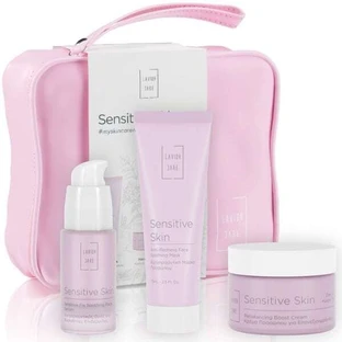 LAVISH CARE Skin Care Essentials Gesichtspflegeset für empfindliche Haut mit Sensitive Skin Repair Face Cream, 50ml, Soothing Serum, 30ml, Soothing Mask, 75ml & Geschenkbox