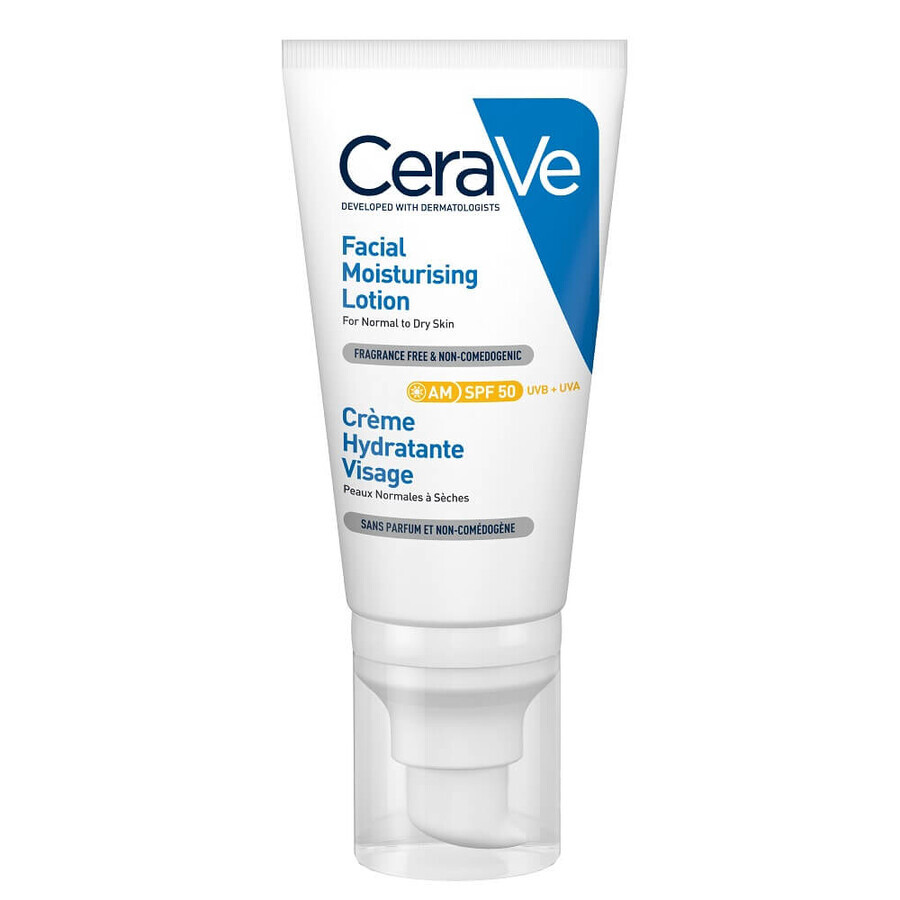 Feuchtigkeitscreme für normal-trockene Haut mit SPF 50, 52 ml, CeraVe