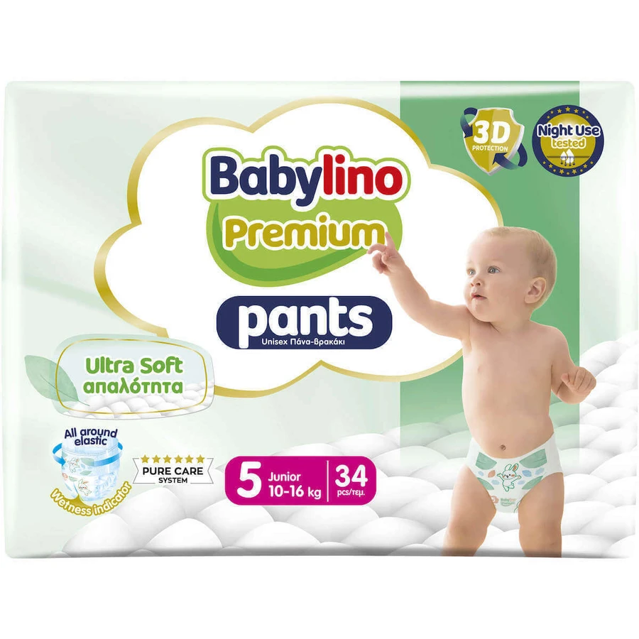 BABYLINO Pantaloni Premium Morbidi N. 5 Per 10-16kg 34 Pezzi
