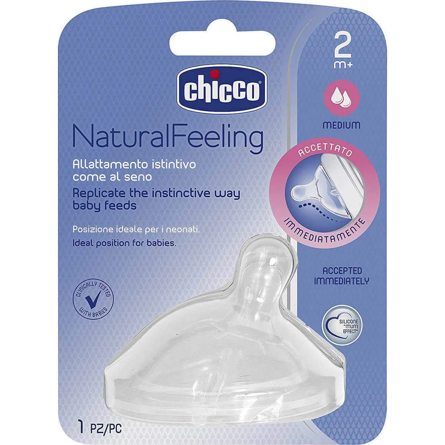 Chicco Natural Feeling Tétine en silicone à débit moyen 2m+ 1 pièce 08102310