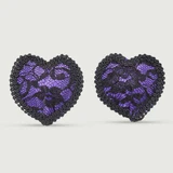 Cubrepezones de satén en forma de corazón - Morado/Negro