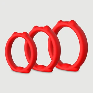 Cat Ears 3 siliconen penisringen - Rood