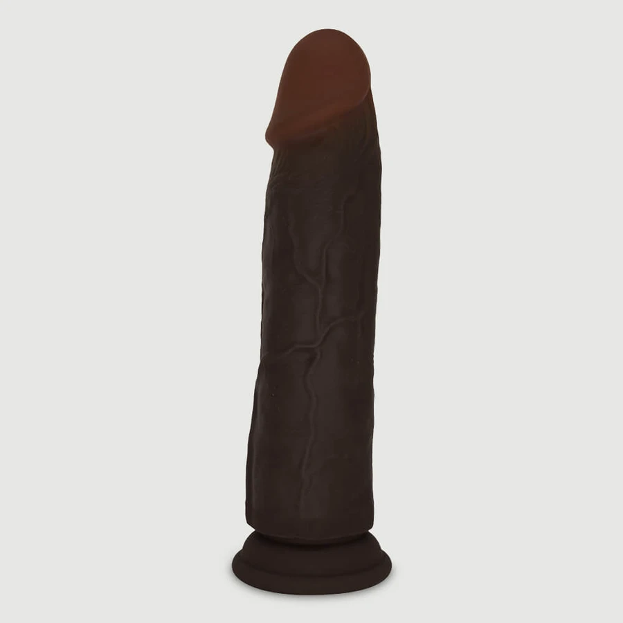Luis 19 cm dublu strat silicon ultra realist Dildo cu ventuză - negru