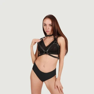 Sujetador Harness Punk Eco Leather - Negro - Talla única