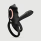 Inel dublu flexibil pentru penis din silicon cu stimulator clitoridian - negru