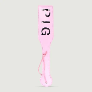 Lederpaddel mit PIG-Aufdruck - Pink