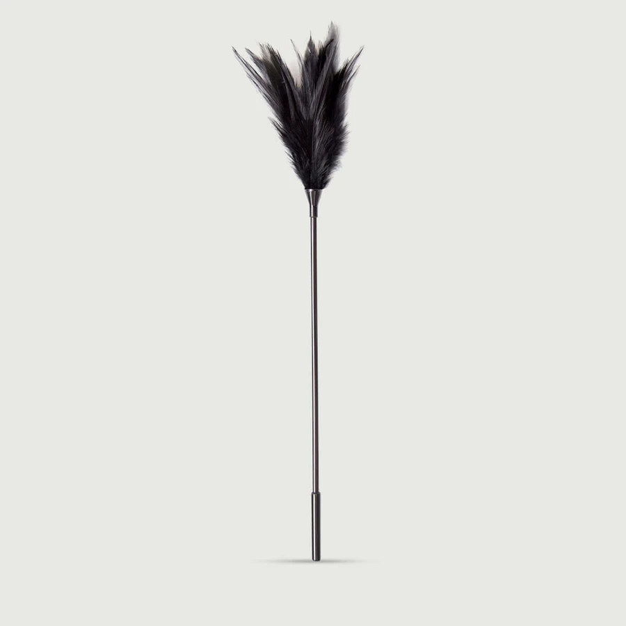 Long Feather Tease Series Midnight Feather Sensory Wand - Black