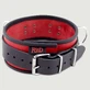 Collier en cuir avec anneaux en D - rouge/noir