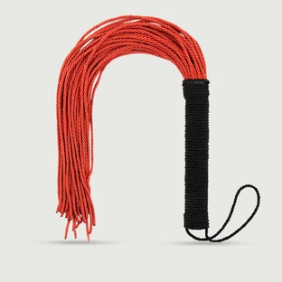 Flogger With Braided Tails & Black Fabric Handle - Red
