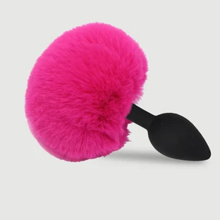 Dop de fund mare cu coadă de iepuraș din silicon pentru începători - Fuchsia