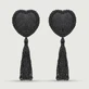 Heart Shaped Tassel Nipple Pasties - Black