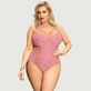 Plus Size Pink Lace Open Crotch Teddy - Różowy - Duży/X-Large