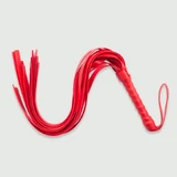 Flogger With Leather Tails & Glossy Handle - Red