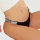 Plus Size Sexy Thong Love Letter Rhinestones G String Diamonds Thong Low Waist - Black - Large/X-Large