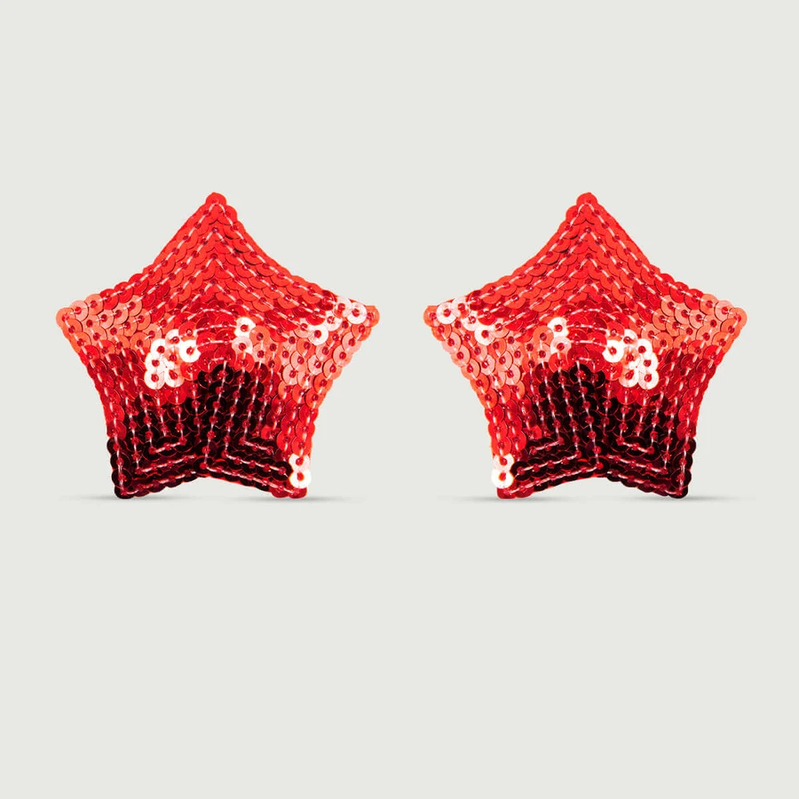 Nipple à paillettes en forme d'étoile - Rouge