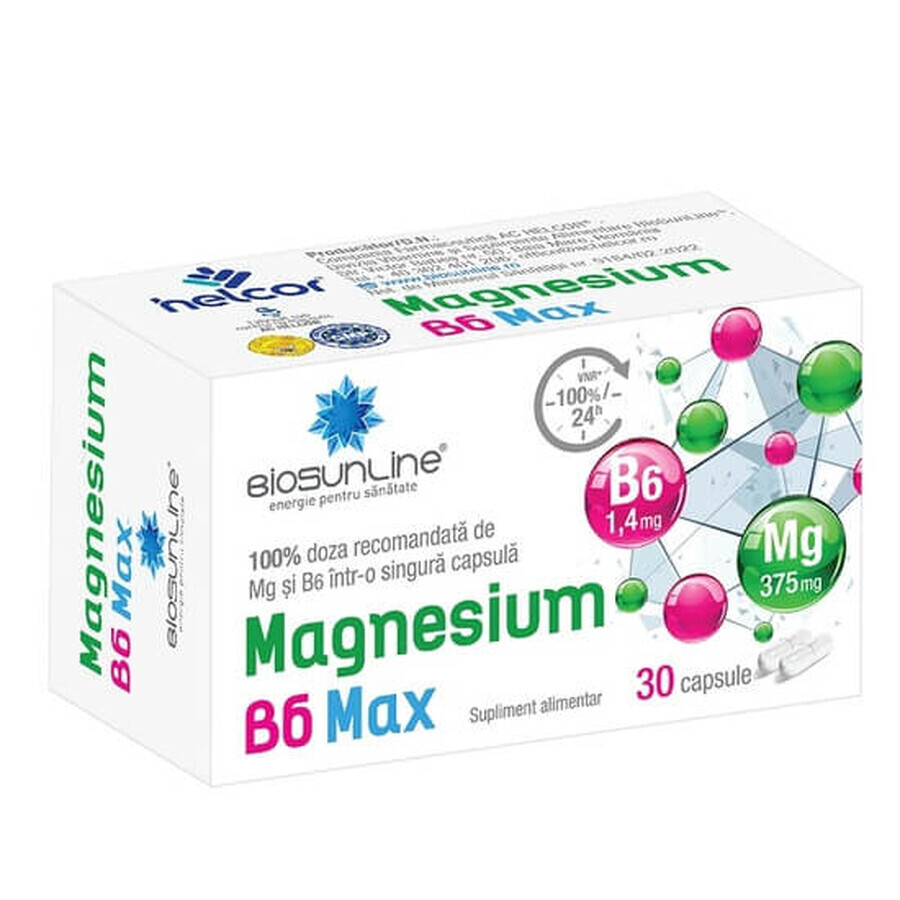 Magnesium B6 Max BioSunLine, 30 Kapseln, Helcor