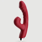Suck Me Dry Silikon Curved Rabbit Vibrator mit Klitoris-Sauger - Rot