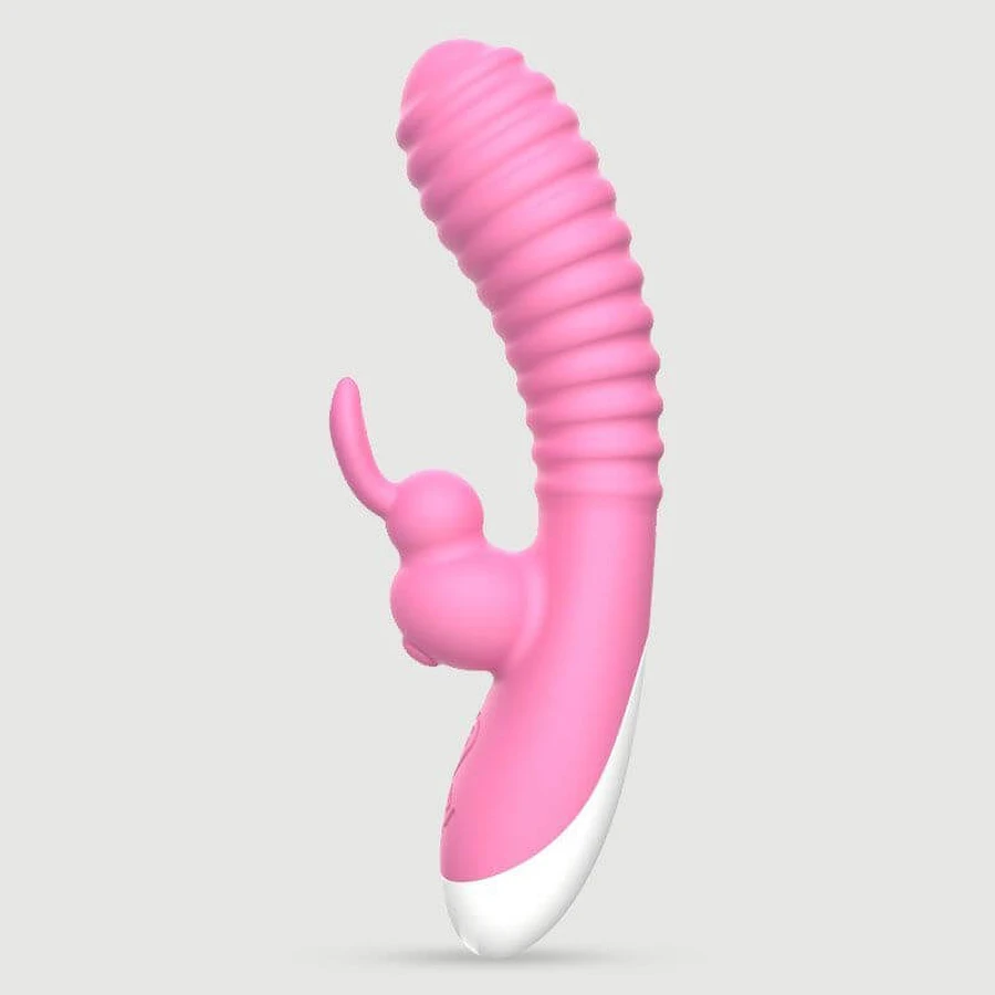 Maya Dual Motor Silikon Rabbit Vibrator mit gerippter Oberfläche - Pink
