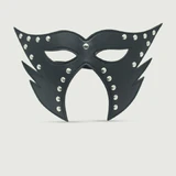 Leather Open Eye Mask With Studs - Black