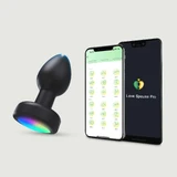 Luna App Controlled Silicone LED Lighting Vibrating Butt Plug - Black