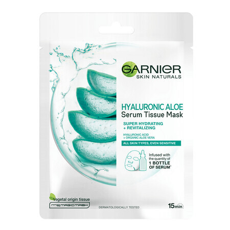 Aloe Vera und Hyaluronsäure Hyaluronsäure Aloe Skin Naturals Gesichtsmaske, 28 g, Garnier
