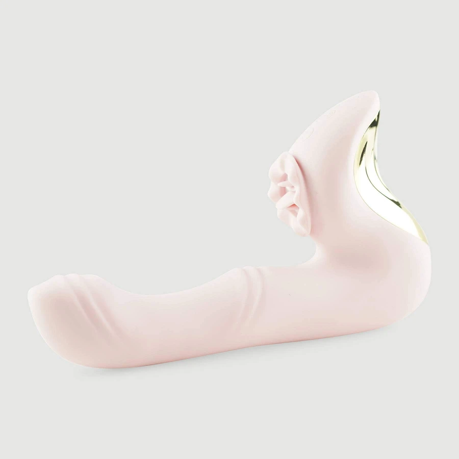 Vibratore Rabbit riscaldante in silicone Royal Tongue - Rosa