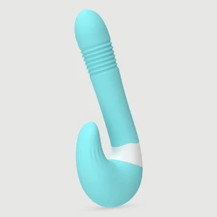 Venus Thrusting Silicone Rabbit Vibrator with Detachable Clitoral Stimulator - Green (Vibrateur lapin en silicone avec stimulateur clitoridien détachable)