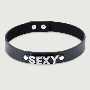 Leren Choker Met Strass SEXY - Zwart