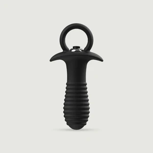 Vibrierender Butt Plug aus Silikon mit Gewinde und Griff - Schwarz