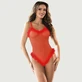 Plus Size Furry Temptation Transparante Teddy - Rood - Large/X-Large