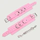 Leather Handcuffs With Chain & Triple Rings - Pink