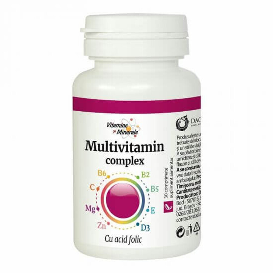 Multivitamin-Komplex mit Folsäure, 30 Tabletten, Dacia Plant