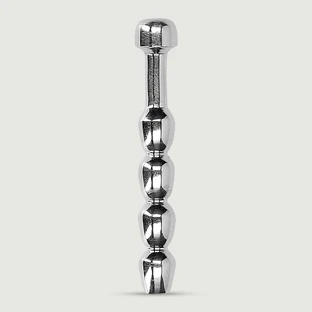 Plug metalic pentru penis cu nervuri 7 mm - argintiu