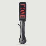 Domme serie kunstleren peddel met LOVE uitsparing en dubbele laag - zwart
