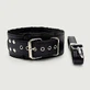 Collar con correa y forro interior de piel - Negro
