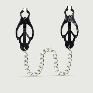 Pinzas Para Pezones Con Muelle De Presión Y Cadena - Negro
