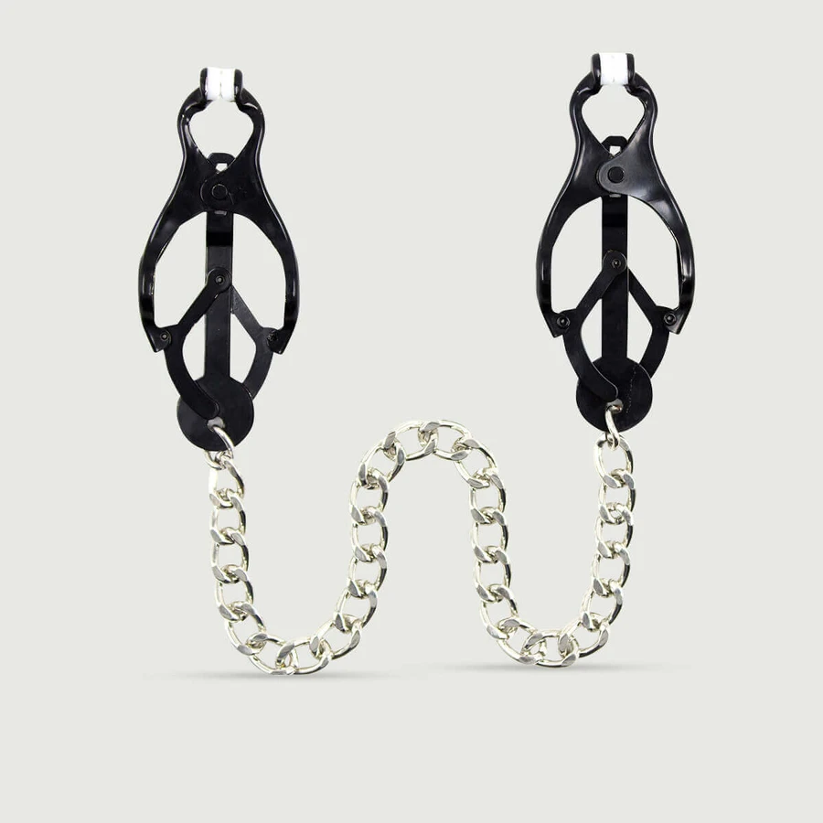 Pinzas Para Pezones Con Muelle De Presión Y Cadena - Negro
