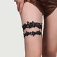 Floral Lace Bow Leg Ring - Negru - Marime unica