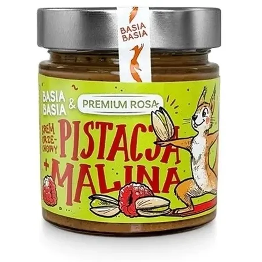 Basia Basia Alpi - Cremă de unt de arahide cu fistic și zmeură 195 g