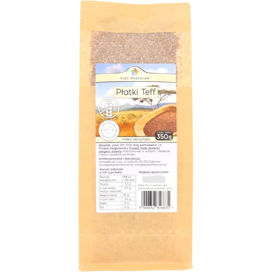 Five Transformations Glutenfreie braune Teffflocken 350 g